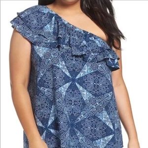 Sejour One Shoulder Ruffle Top Plus Size 22W